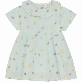 Polished Look Day Fit Minymo Wan Blue Dress Embroidery