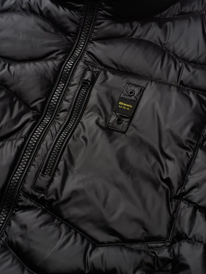 Protective Outerwear Meditation Blauer pumino leggero con taschino e cucitura ad onde Daniel 25SBLUC03013-006719 nero