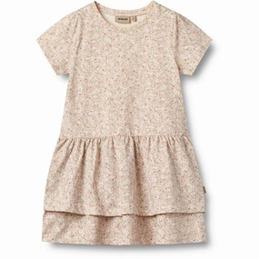 Wheat Cream Flower Meadow Jersey Dress Johanna Natural Form Light Movement