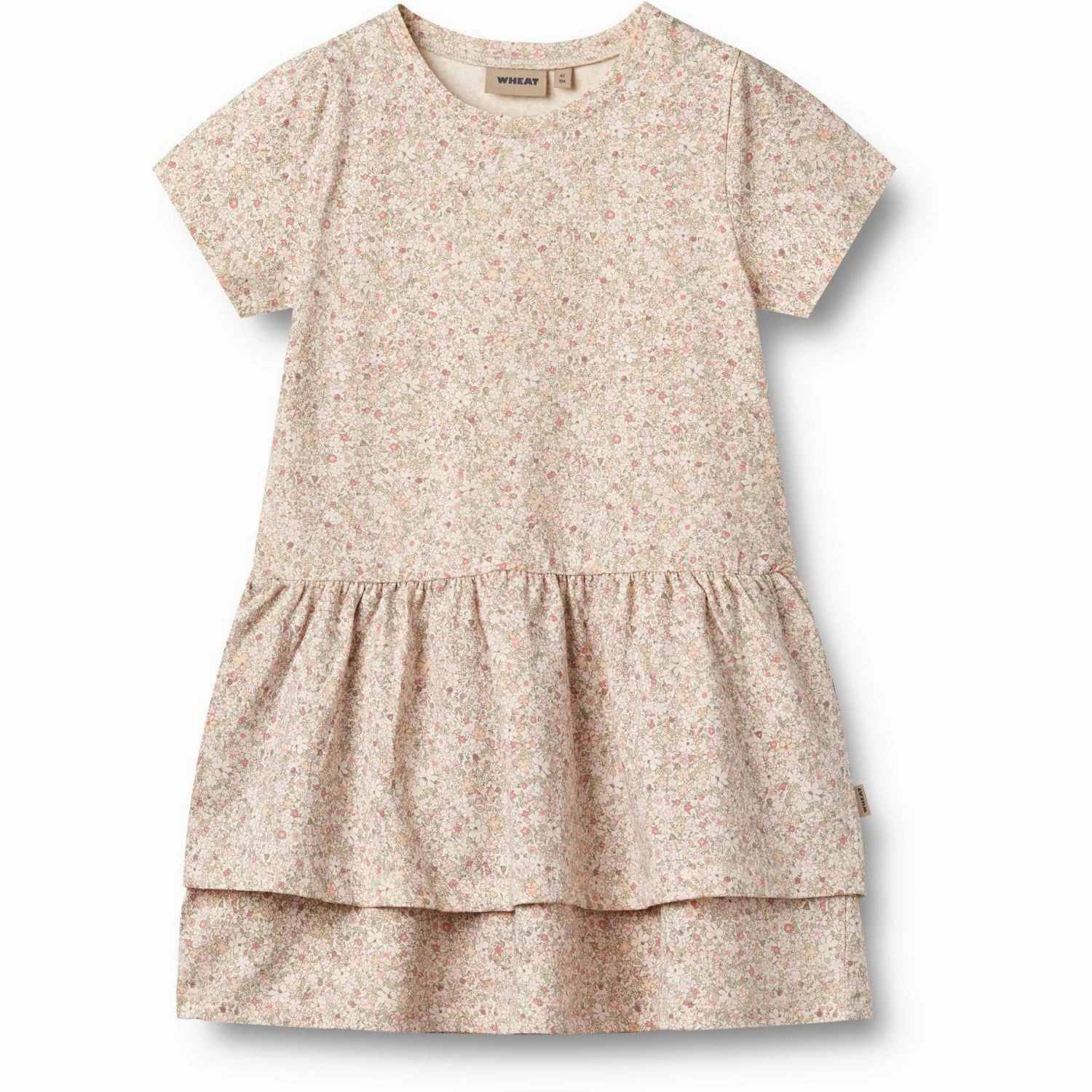 Cruise-Wear Tie-Detail Wheat Cream Flower Meadow Jersey Dress Johanna