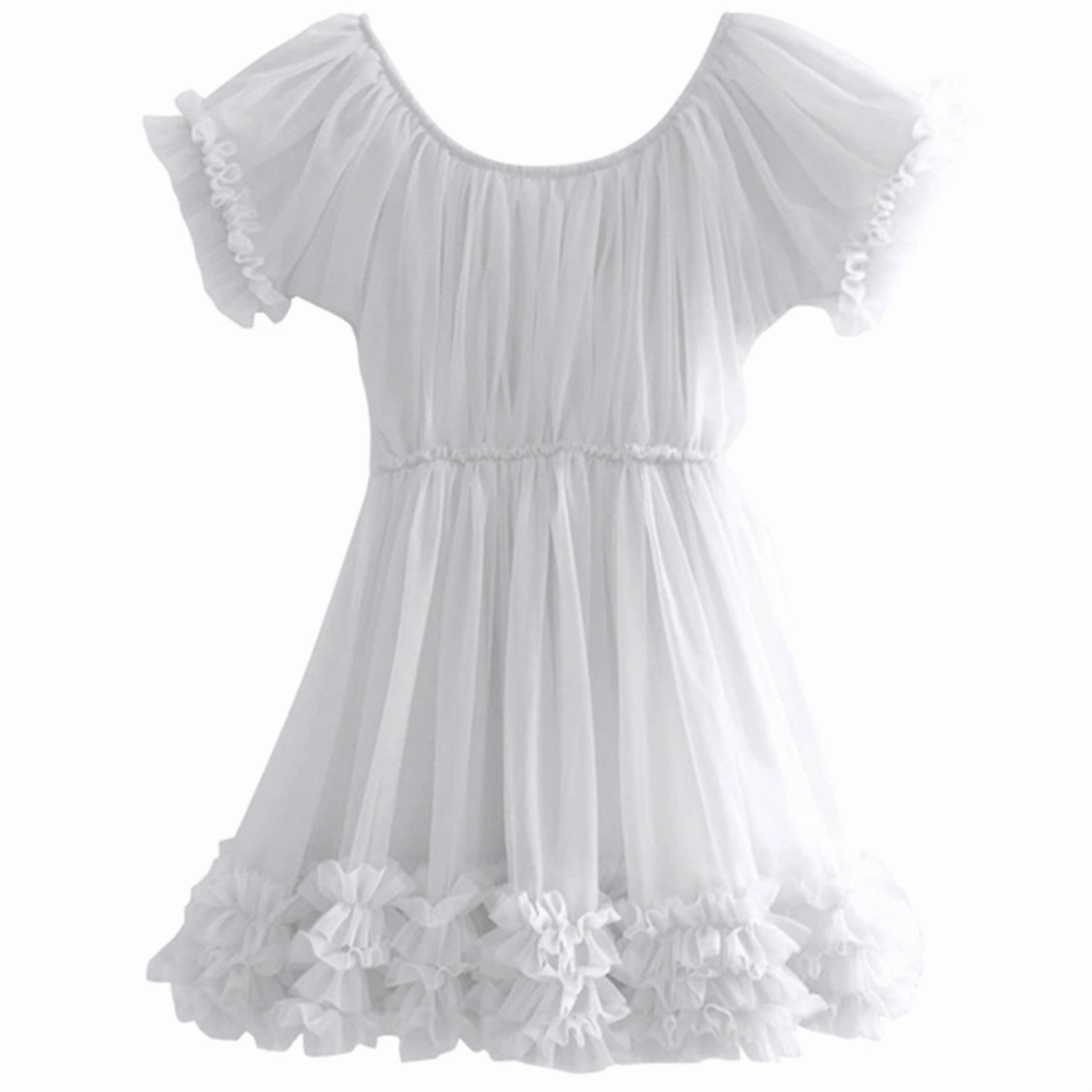 Belted-Style Layer Base Dolly by Le Petit Frilly Dress Offwhite