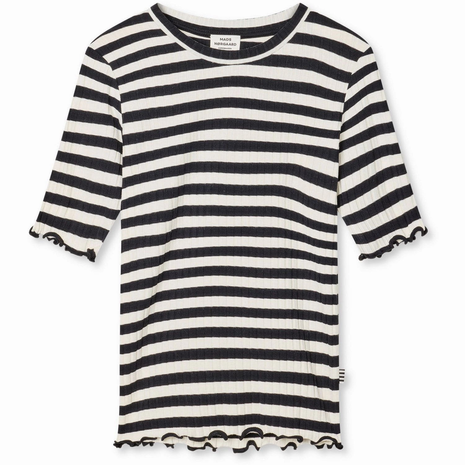 Mads N?rgaard Black/Vanilla Ice 5X5 Classic Stripe Tuviana Tee Linen blend Sporty Appeal