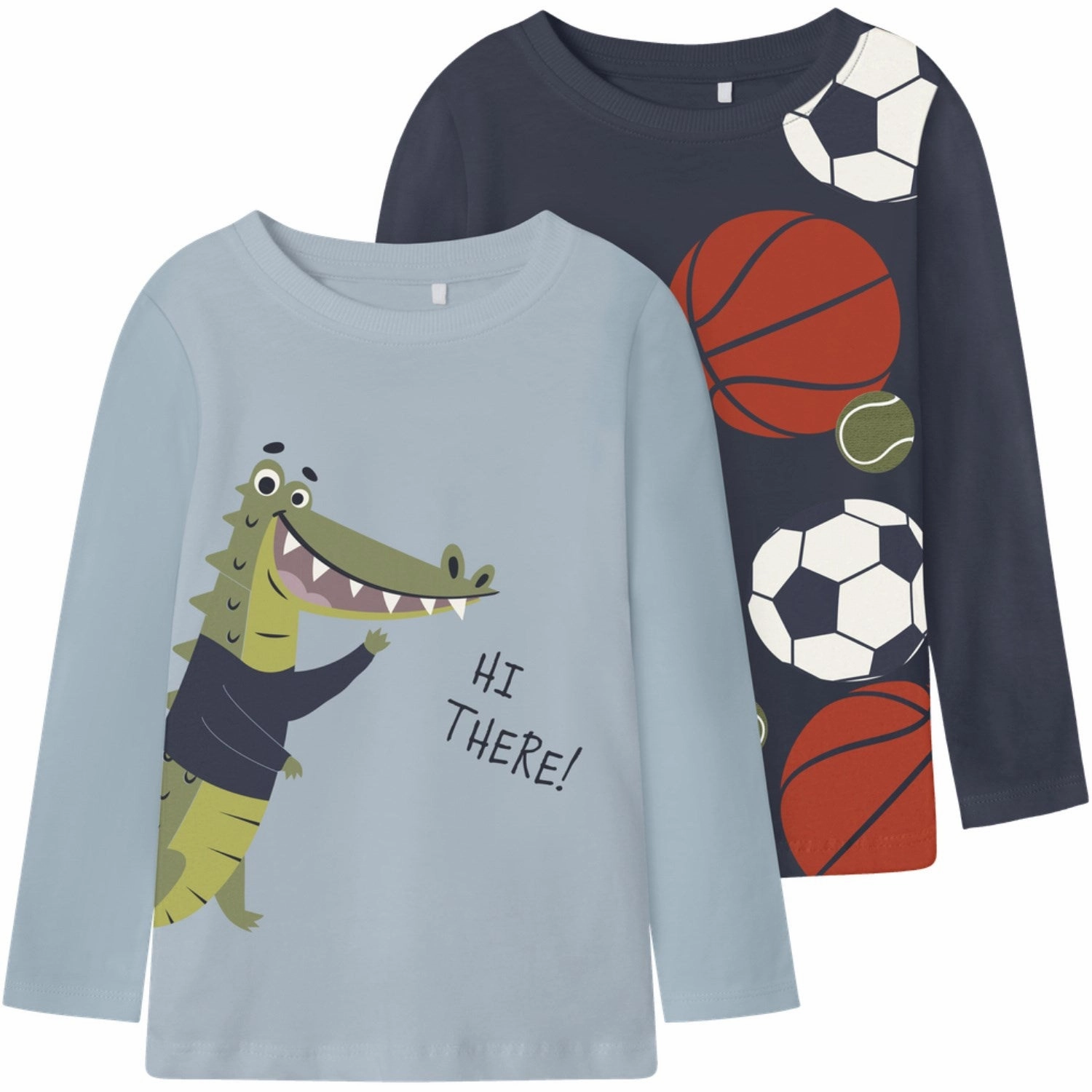 Patterned Design Soft Material Name It Sterling Blue Nmmkingston 2P Ls Nreg Top Pb