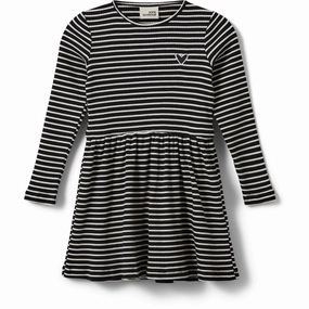 Sofie Schnoor Black Striped BerraSK Dress Smart Detail All Season