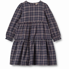 Light Rhythm Vacation Vibes Wheat Navy Check Dress Fanny