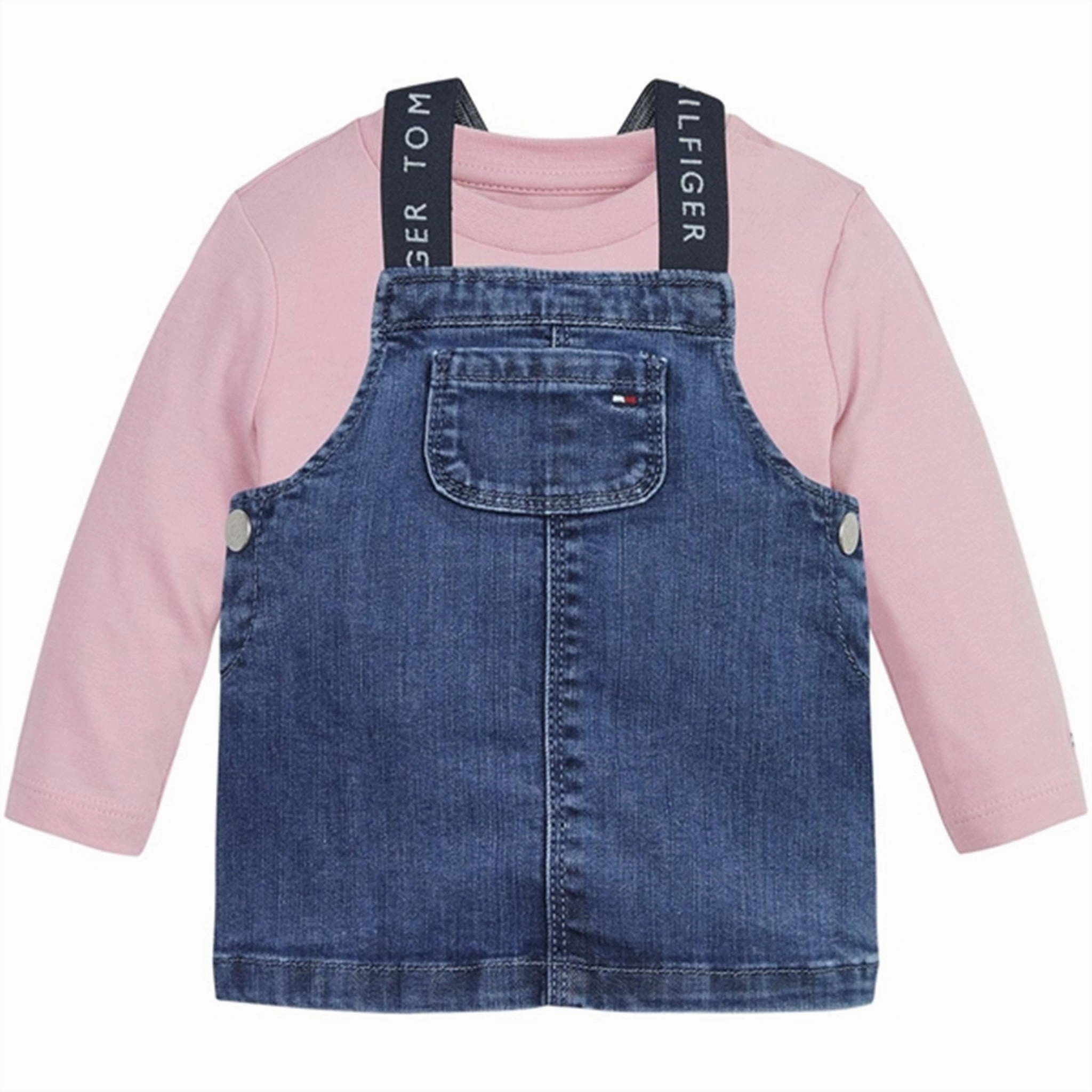 Asymmetrical hem Tommy Hilfiger Baby Graphic Dungaree Set Pink Shade