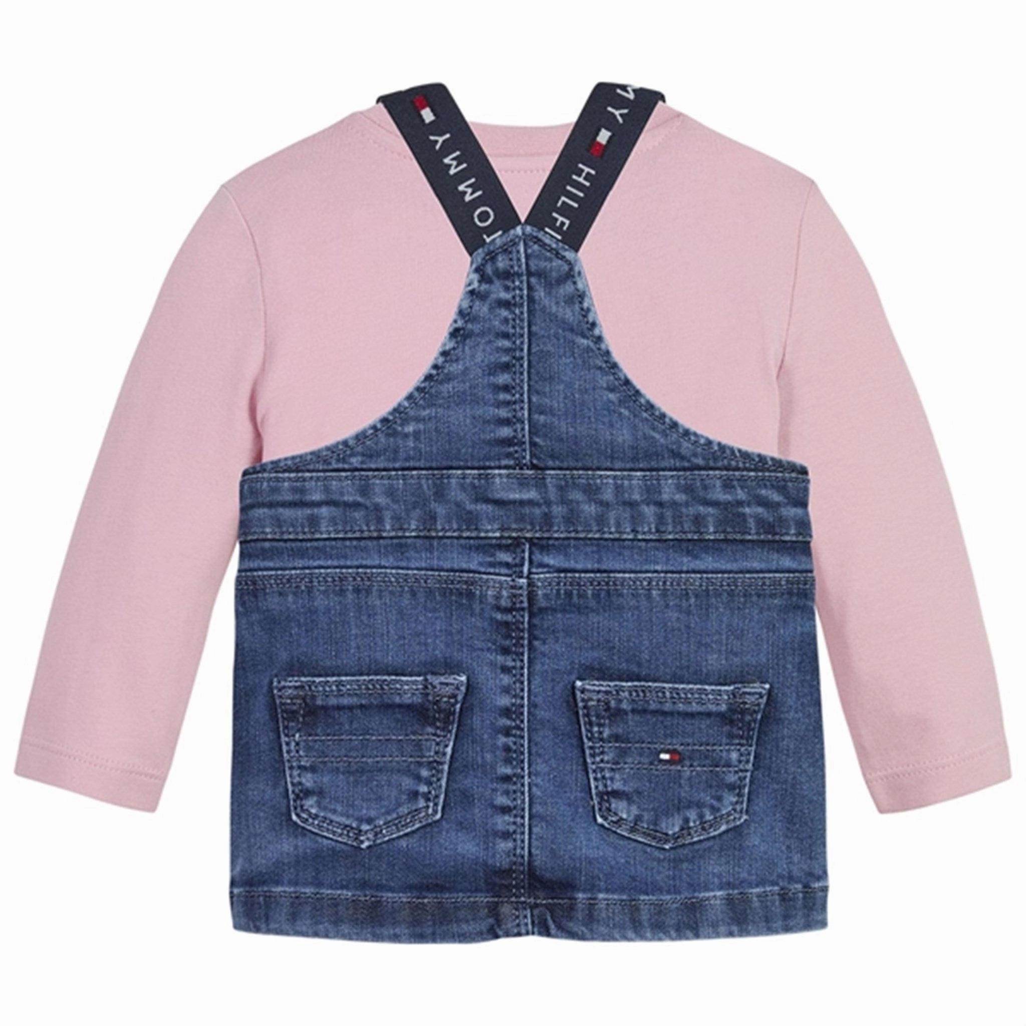 Flattering Comfort Wear Modern and Feminine Tommy Hilfiger Baby Graphic Dungaree Set Pink Shade