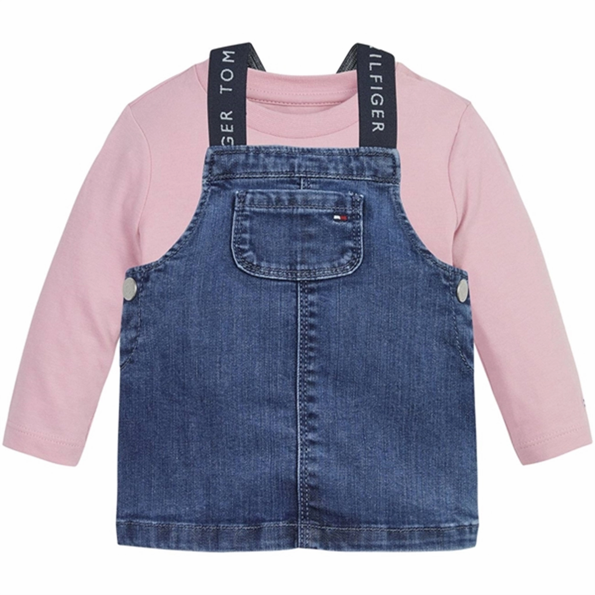 Tommy Hilfiger Baby Graphic Dungaree Set Pink Shade Cool Texture