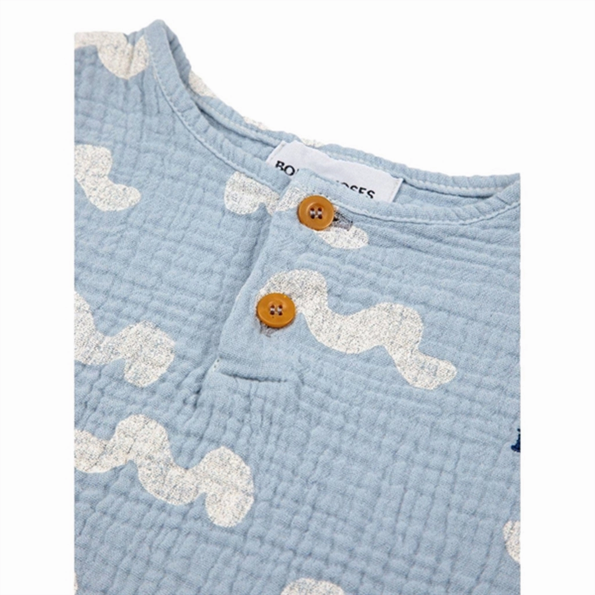 Bobo Choses Light Blue Waves All Over T-Shirt Basic Comfort ComfortFirst
