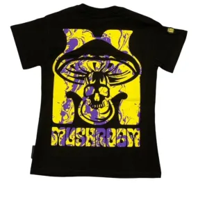 Tagless Neckline Travel Style Mushroom T-shirt 19028-01 black