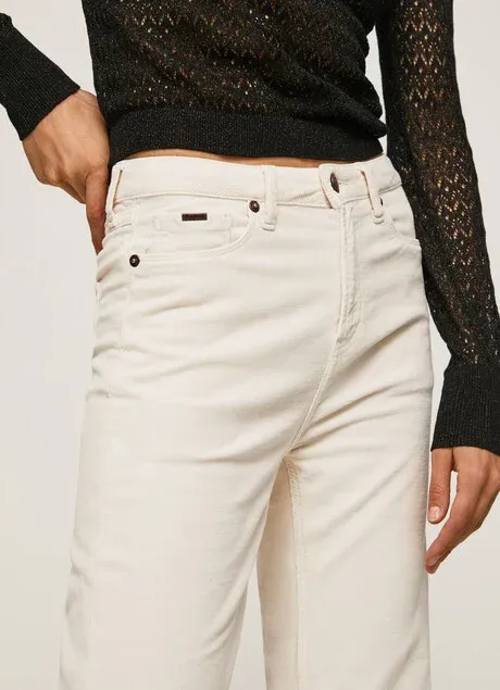 Air Comfort Pepe Jeans Pantaloni da donna svasati in velluto a coste Willa Cord PL2115850 804 ivory