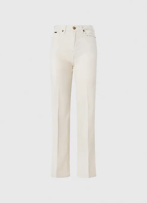 AdjustableDrawstring Contrast Trim Pepe Jeans Pantaloni da donna svasati in velluto a coste Willa Cord PL2115850 804 ivory