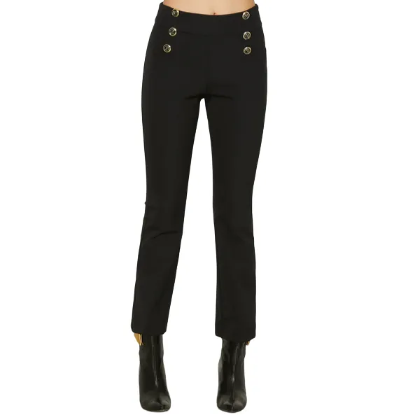 Slim Silhouette Timeless Look Relish pantalone casual NORY_B vita alta crop con bottoni RDA2307036004 1199 nero