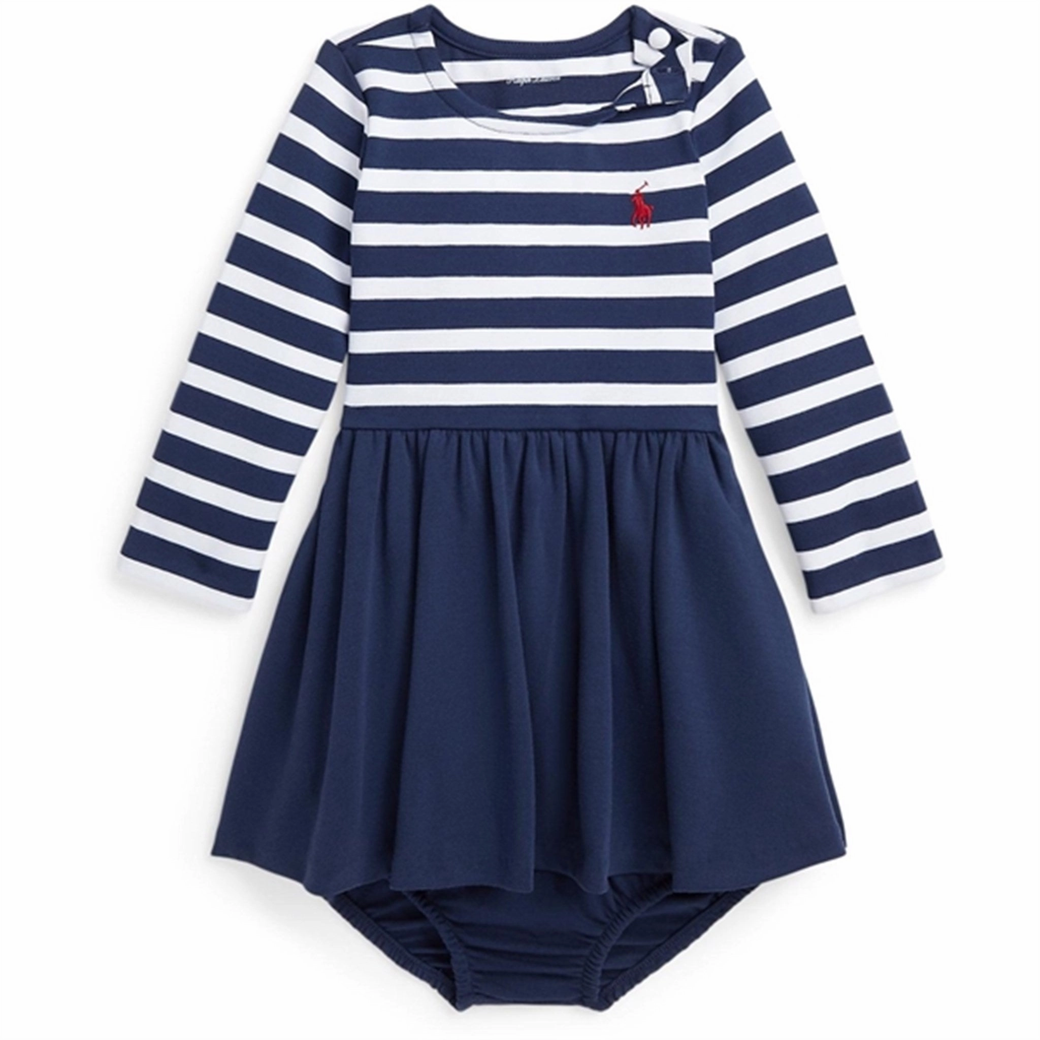 Celebration Wear Silky Finish Ralph Lauren Baby Lang?rmet Dress And Bloomer Newport Navy W White