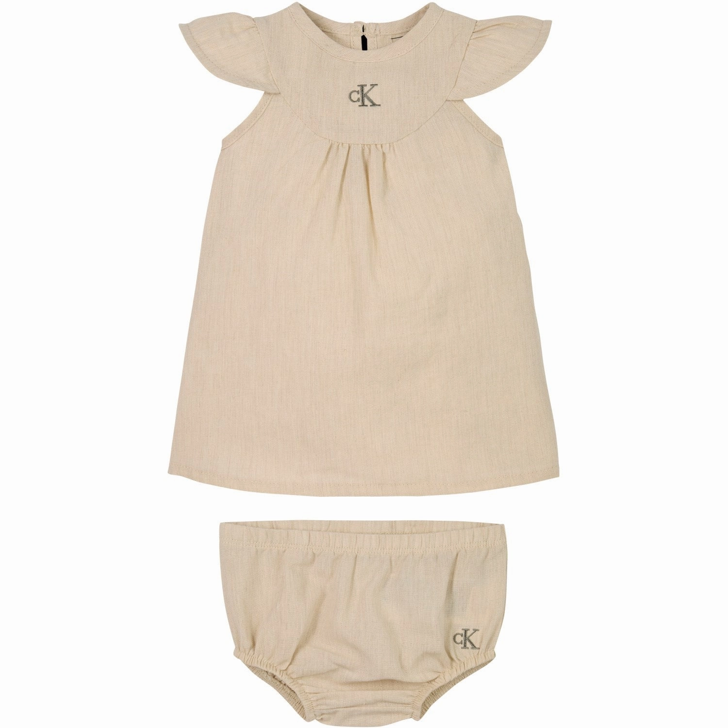 Calvin Klein Oyster Gray Soft Linen Dress Effortless Wear Summer Ready