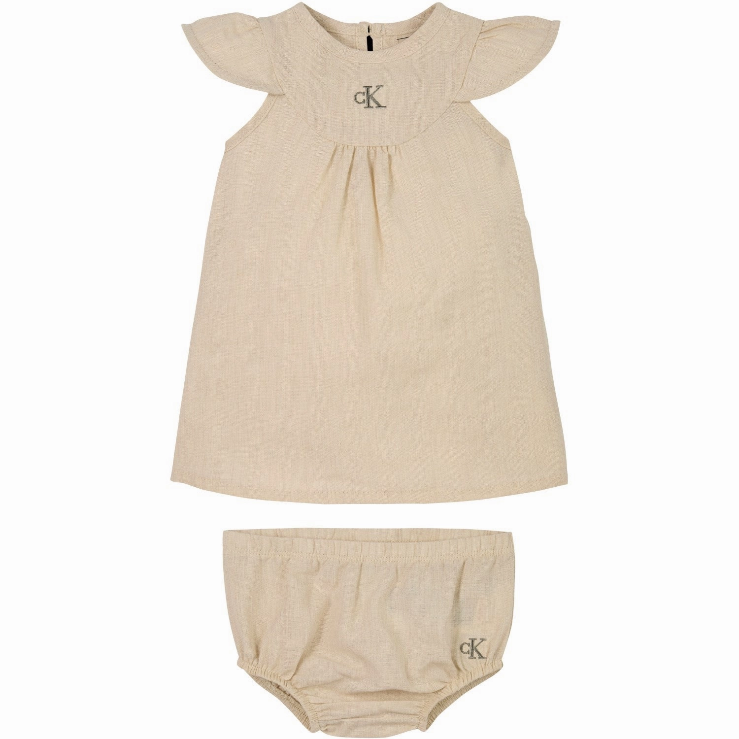 Smooth Surface Calvin Klein Oyster Gray Soft Linen Dress