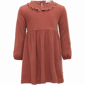 Minimalisma Autumn Blush with Cloudberry contrast Artistic Dress Baby-Shower Front Ruffle