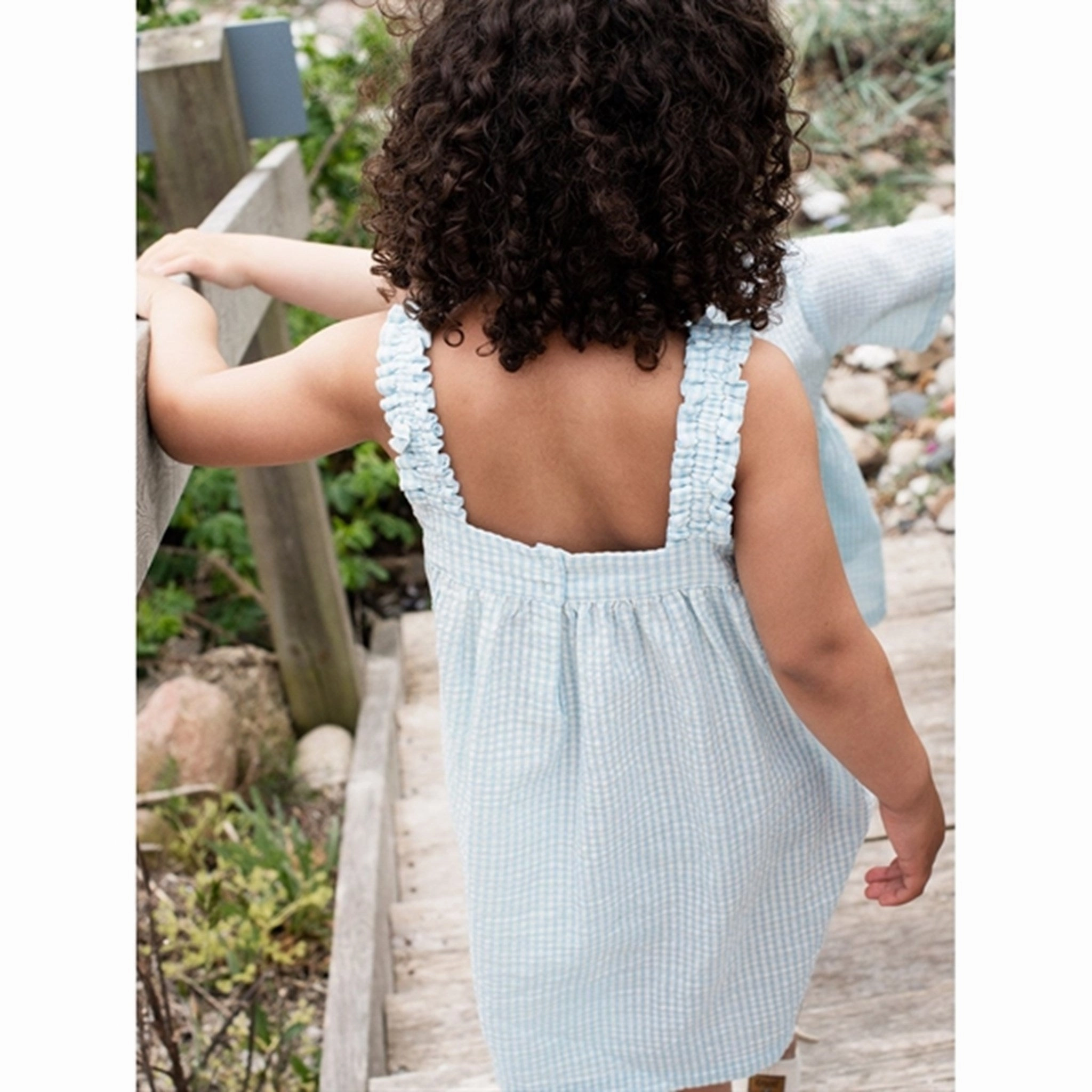 Serendipity Aquachecks Strap Dress Wrap-Style Textured Layers