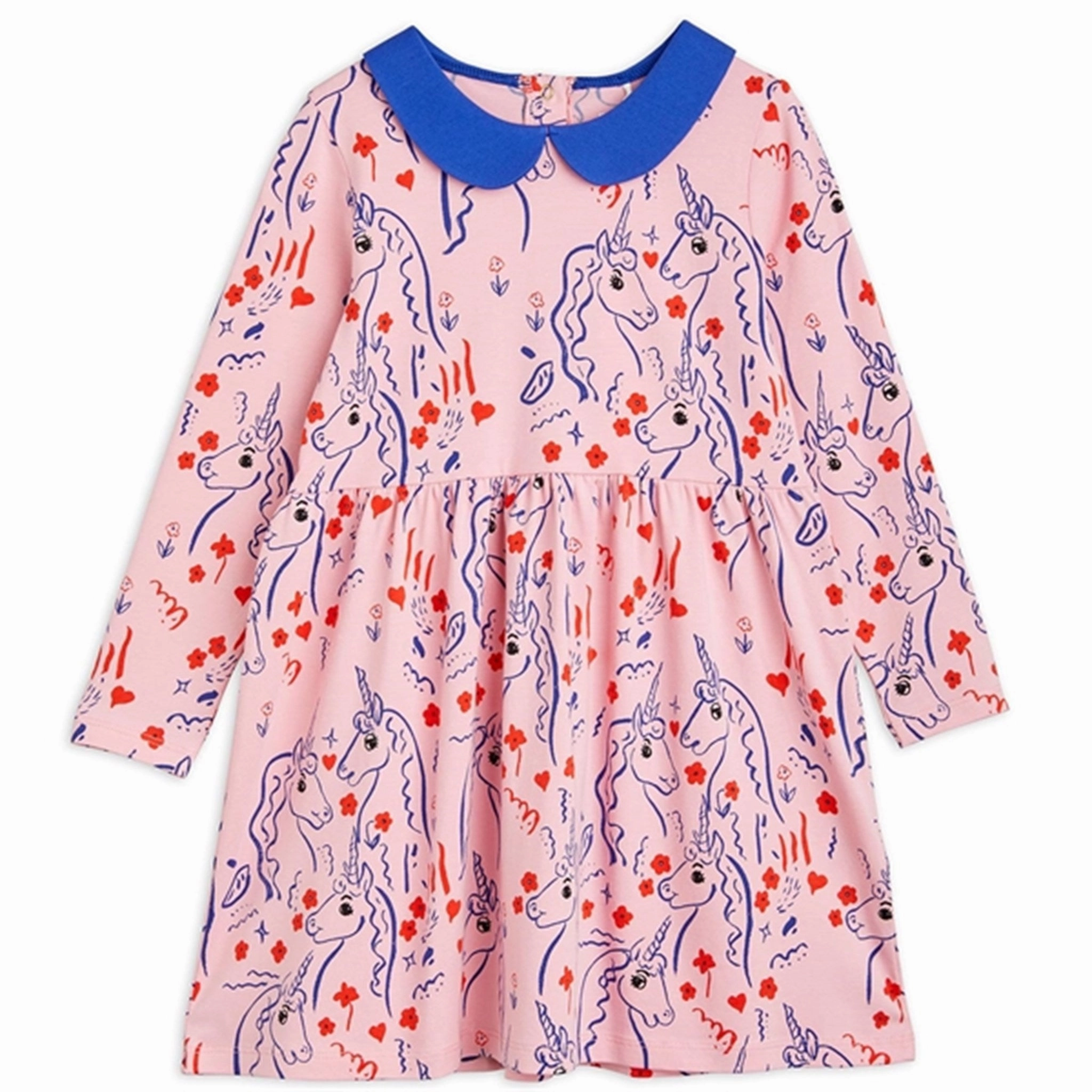 Mini Rodini Pink Scottish Unicorns Aop Dress Calm Tone SmoothEdgeFinish