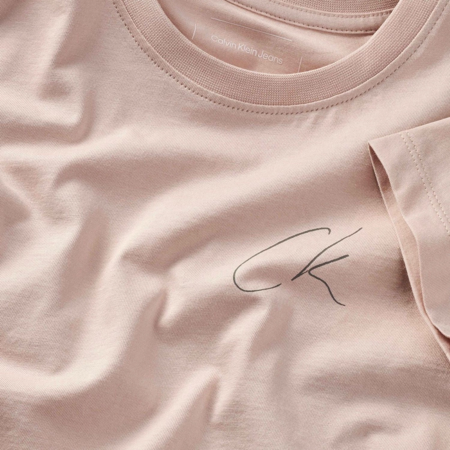 sequined details Calvin Klein Peach Whip Signage Slim Tee Ss