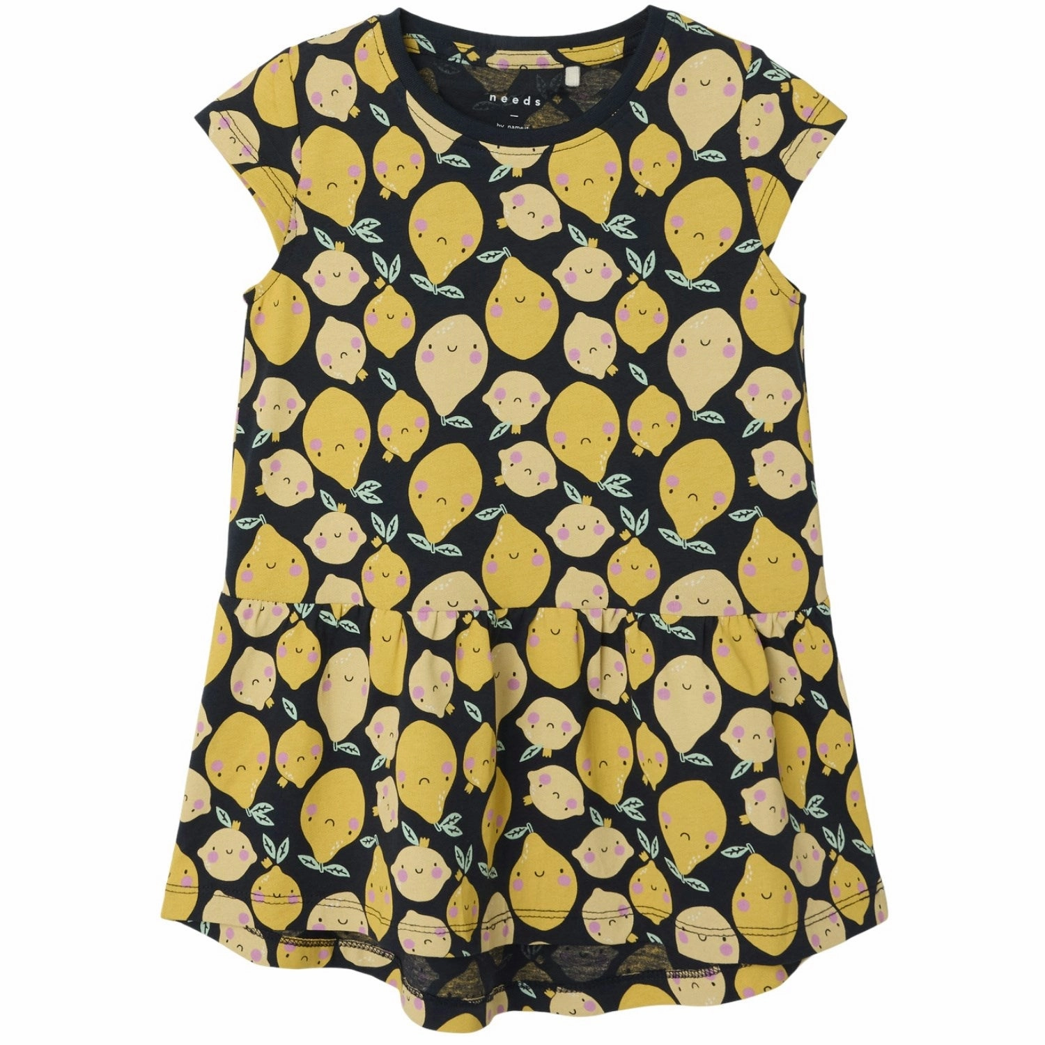 Name It Dark Sapphire Lemons Vigga Capsl Dress Noos Breath Soft Soft Silhouette