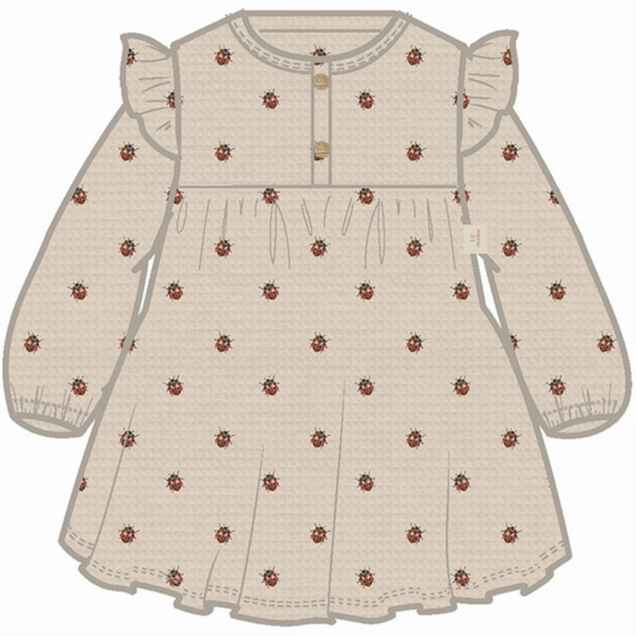 Lil'Atelier Whitecap Gray Ladybugs Ronja Sweat Dress Cozy Cut Light Finish