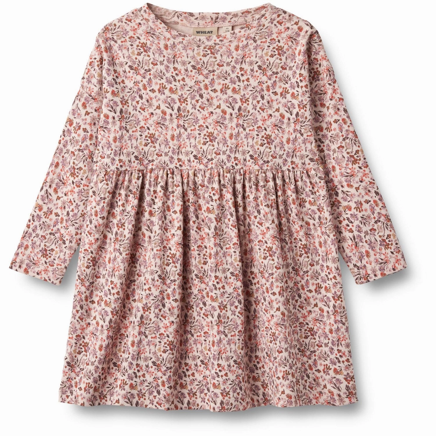 Versatile Layering Wheat Pale Rose Flowers Jersey Dress Emmy