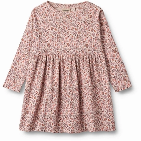 Wheat Pale Rose Flowers Jersey Dress Emmy Signature-Style