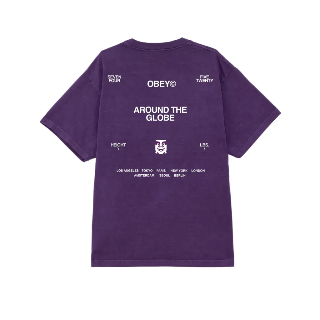 Cozy Comfort RelaxedFit Obey maglietta manica corta da uomo Araund the Globe 167924096 viola