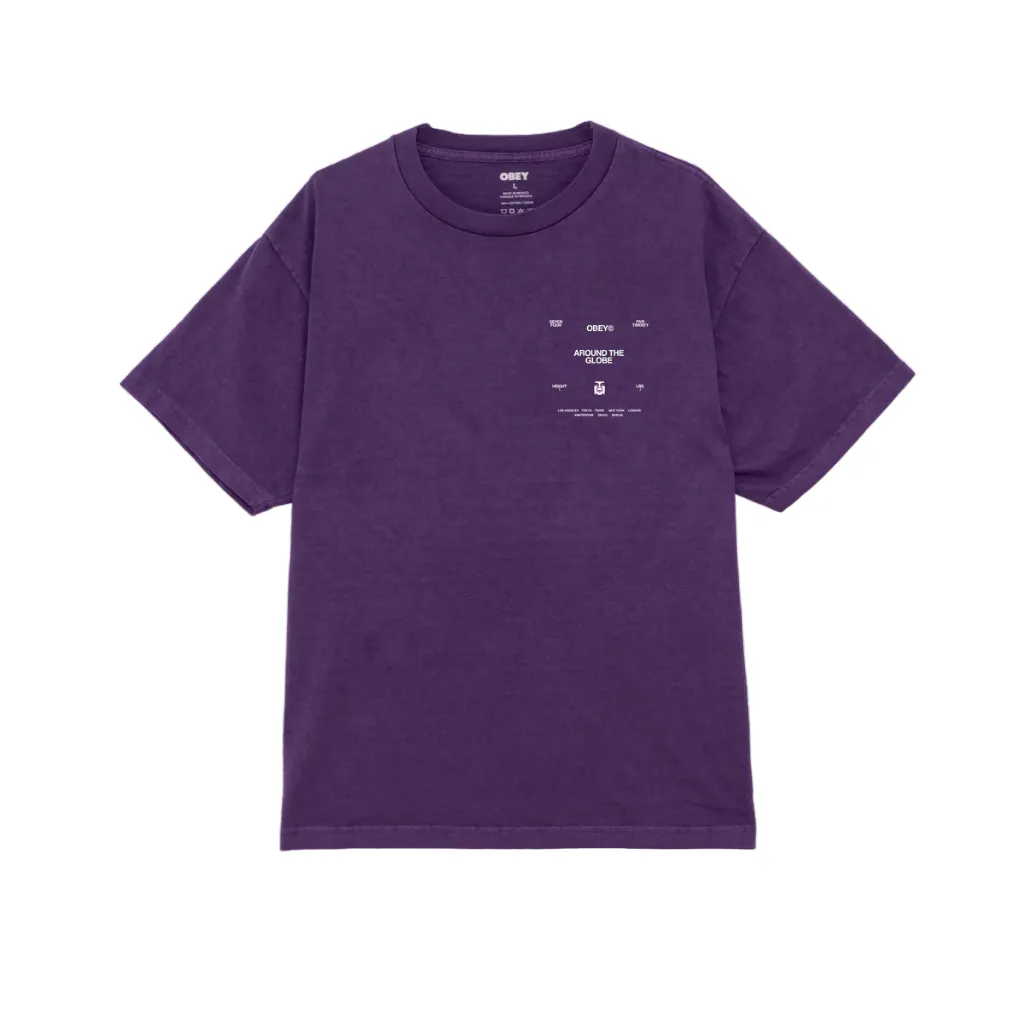 Minimal Style Trend spring fashion Obey maglietta manica corta da uomo Araund the Globe 167924096 viola