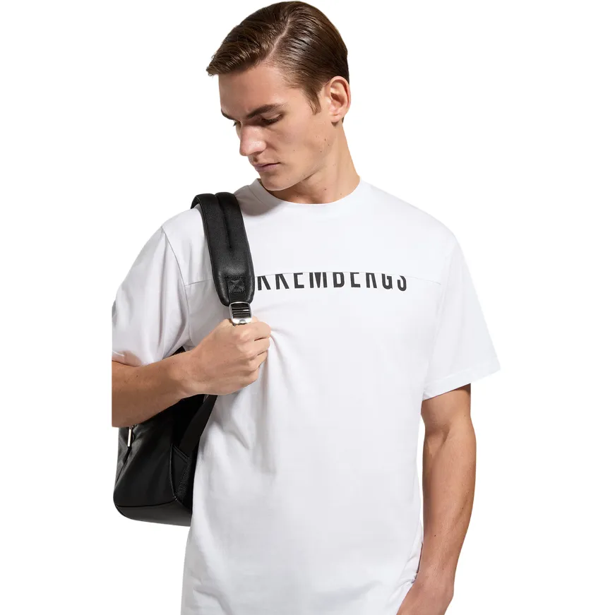 vacation wear RibbedNeckBanding Bikkembergs maglietta manica corta da uomo in cotone jersey BMT0702 1000 bianco