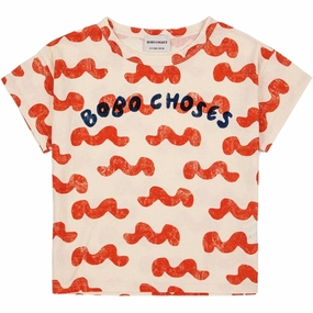 Abstract mystery Bobo Choses White Waves All Over T-Shirt