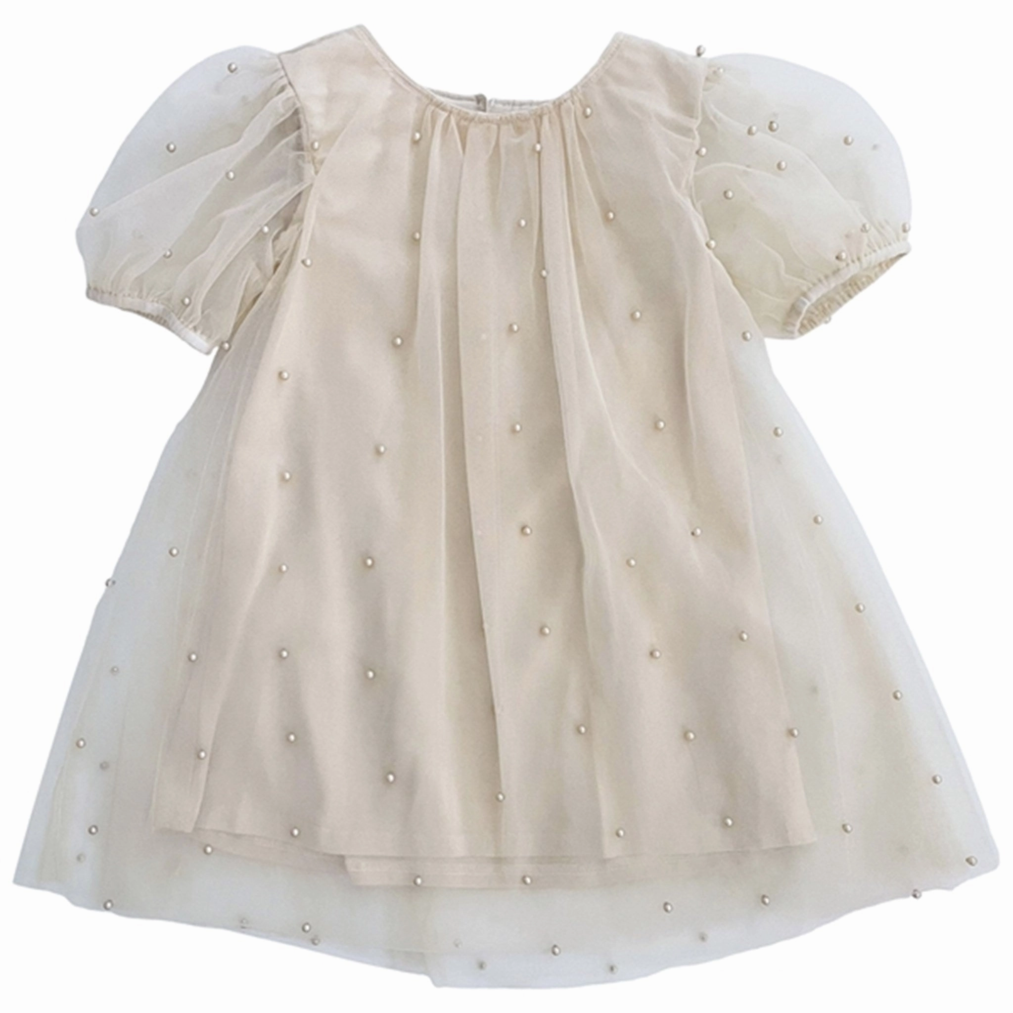 Dolly by Le Petit Tom Pearl Tulle Puff Aline Dress Pearl Soft Contour