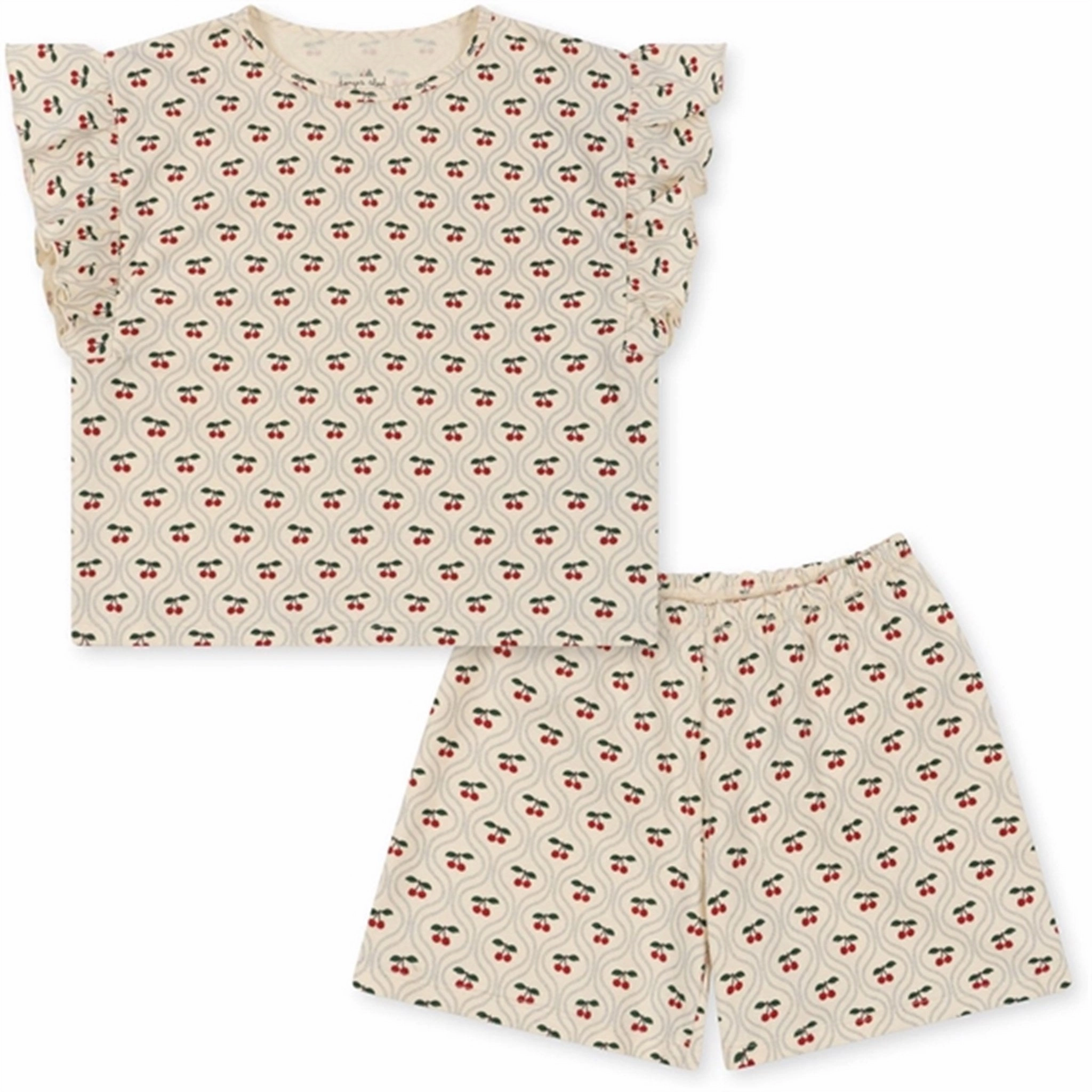 Konges Sl?jd Cherry Motif 2-pack Lin Frill Set Eco Conscious Production TearResistant Fabric