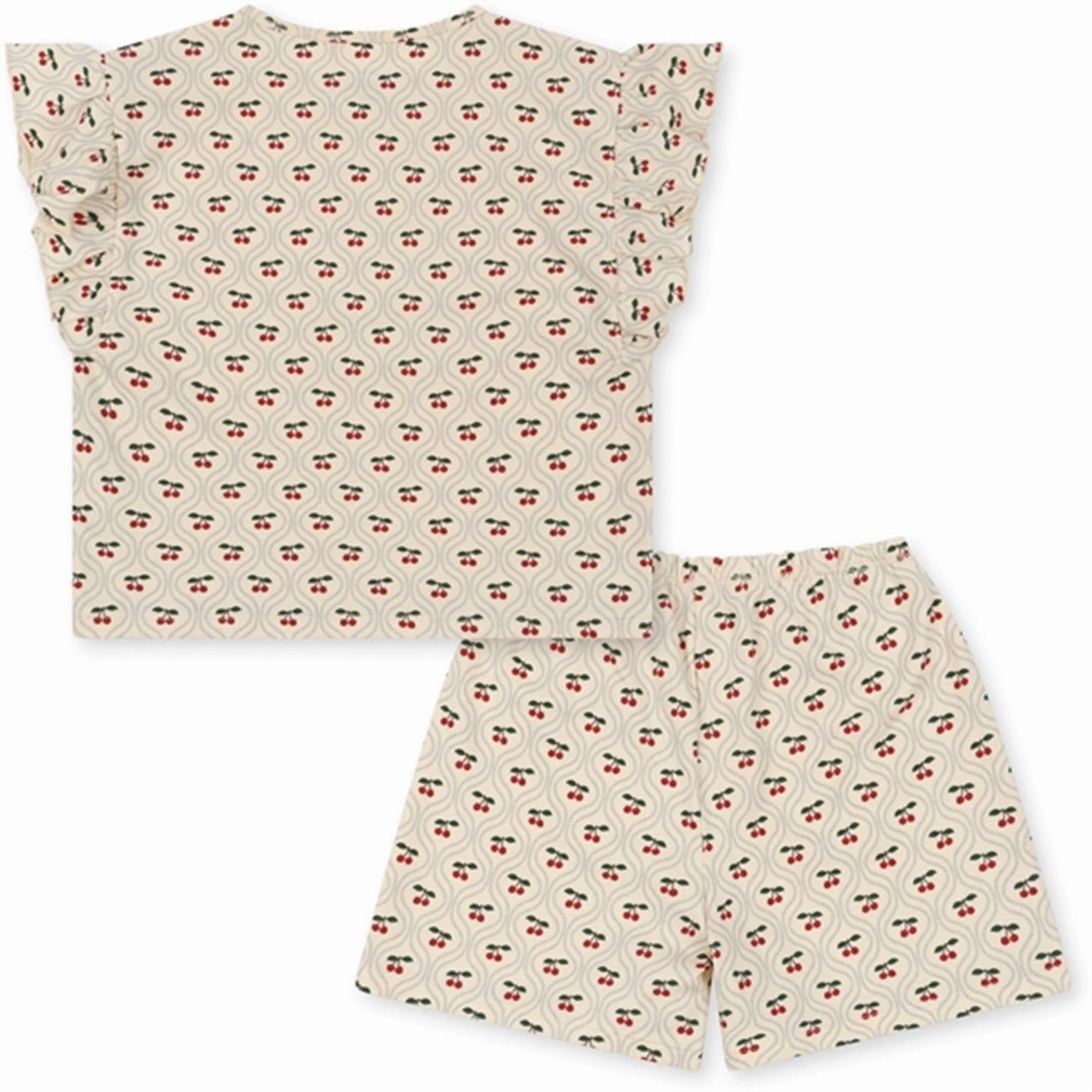 Garment Dyed Technique Feminine Appeal Konges Sl?jd Cherry Motif 2-pack Lin Frill Set