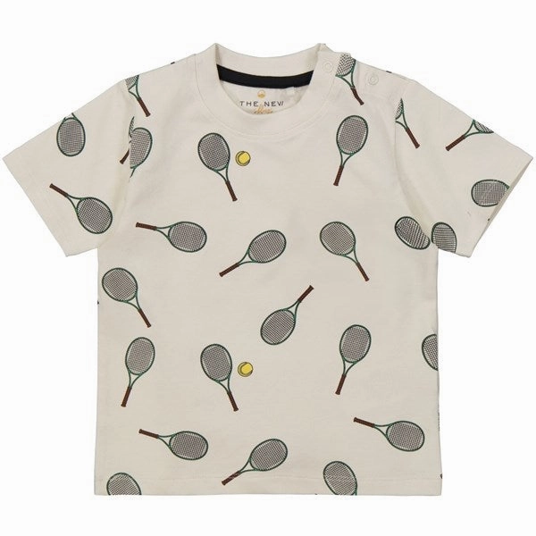 THE NEW Siblings White Swan Tennis AOP Karlo T-shirt Day-to-Day Comfort