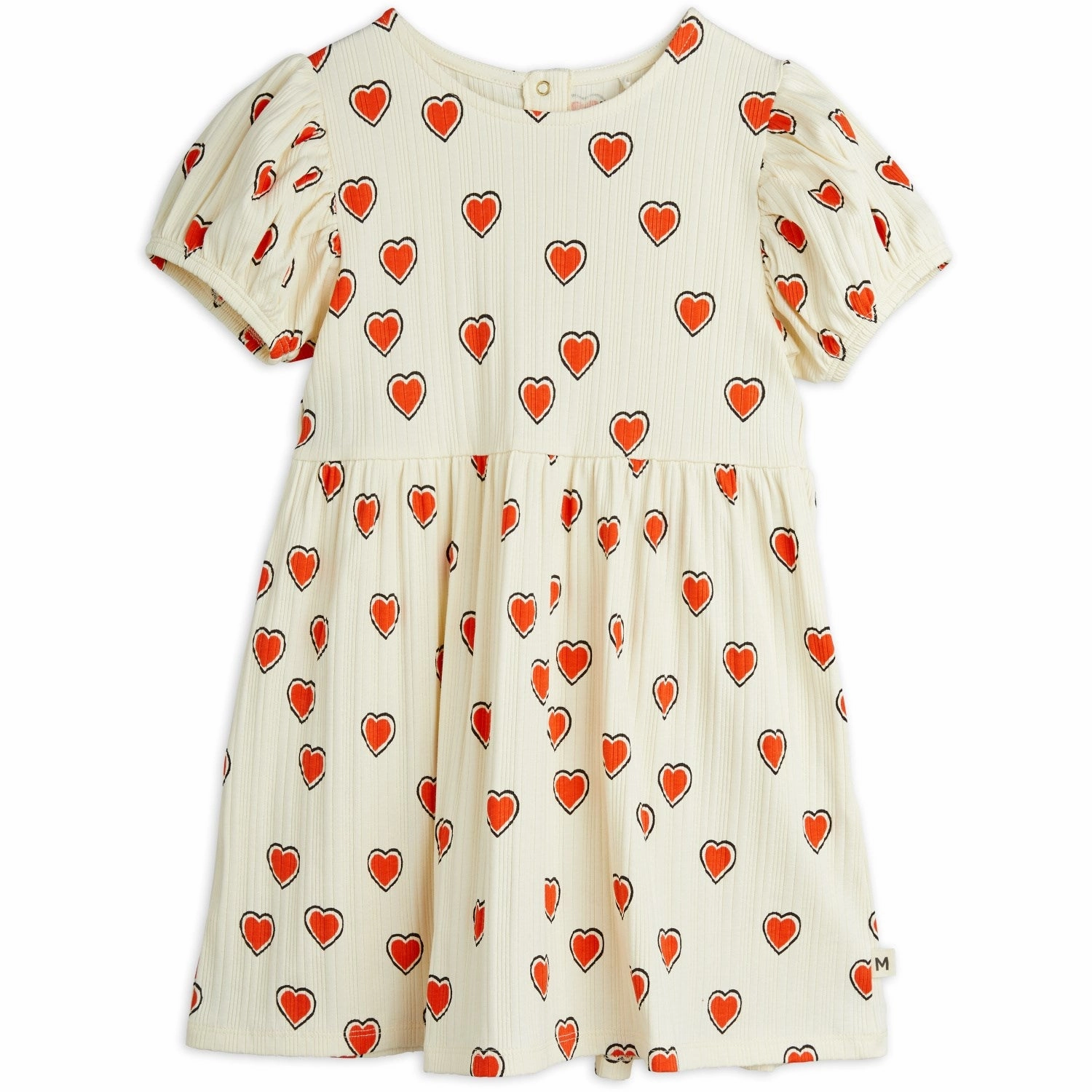 High-Neck Lazy Pick Mini Rodini Offwhite Outlined Hearts AOP Dress