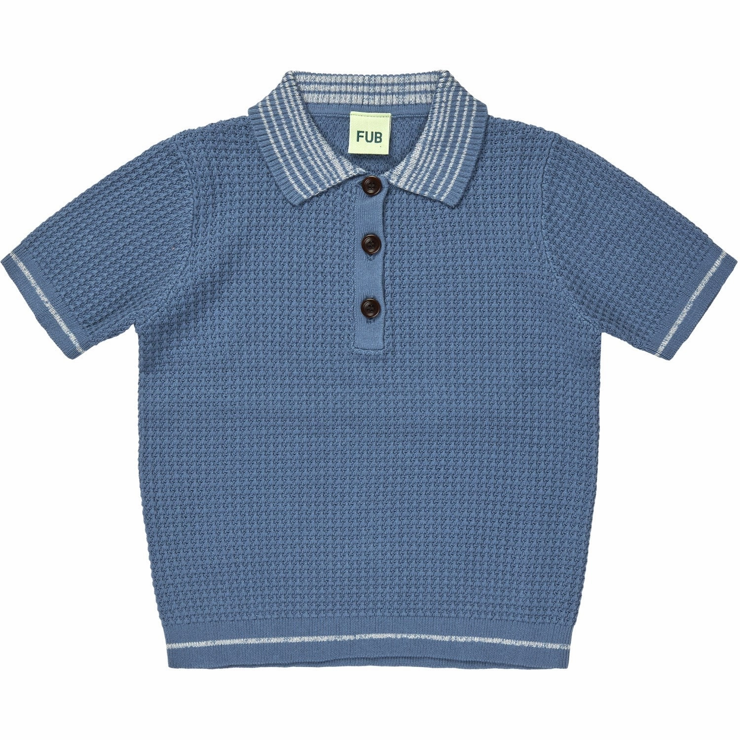 Flexible Ribbed Collar Heather Effect Weaving FUB washed indigo Structure Polo