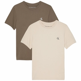 Tubular Knit Structure Outdoor Comfort Style Calvin Klein Monogram T-shirt 2-pack Shitake/Classic Beige