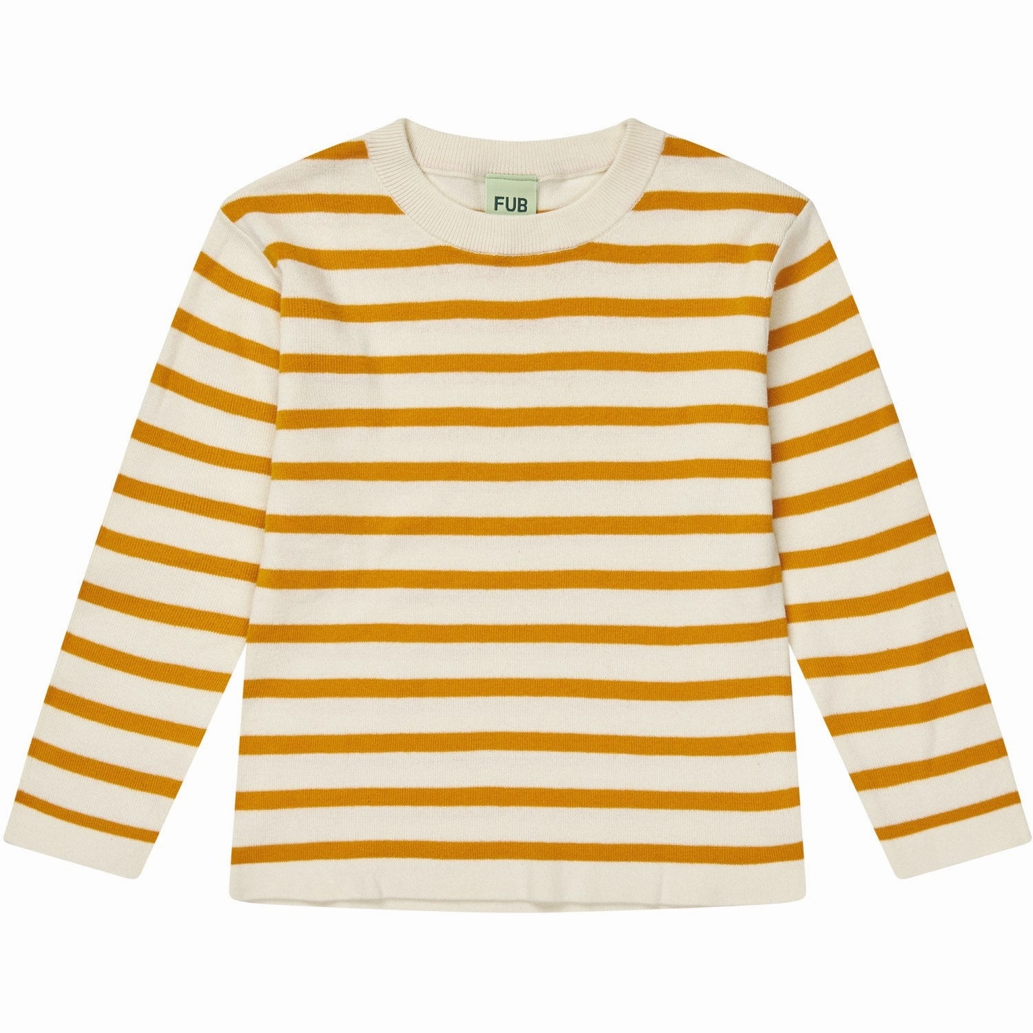 FUB ecru/sunflower Long Sleeve Tee Contrast Stitch High Density Weave