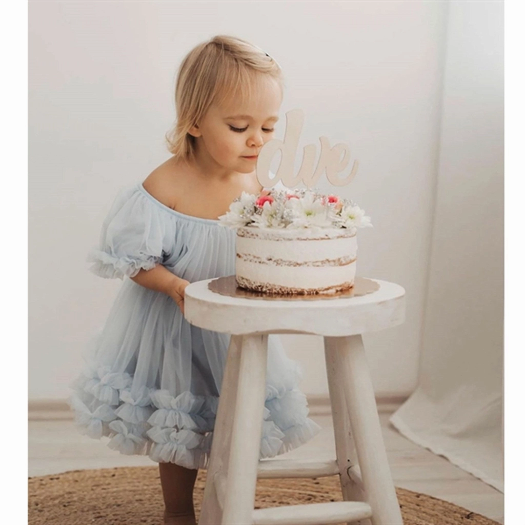 Dolly by Le Petit Frilly Dress Light Blue Form Focus