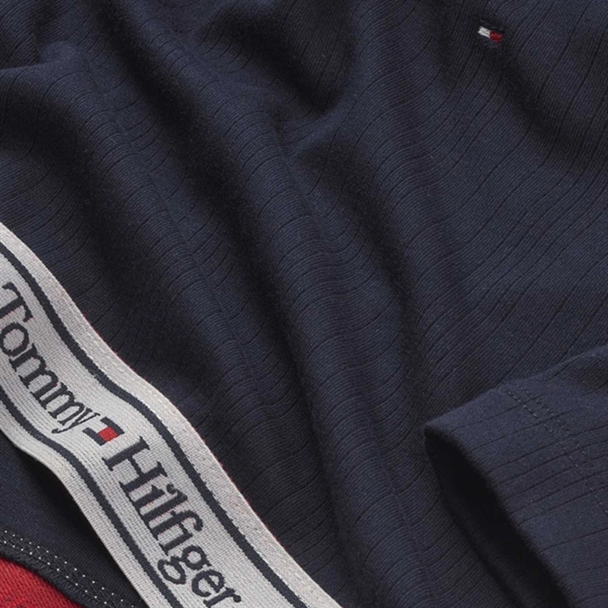 Tommy Hilfiger Tape Rib Crop Top Desert Sky Runway Inspired Breathable Lining