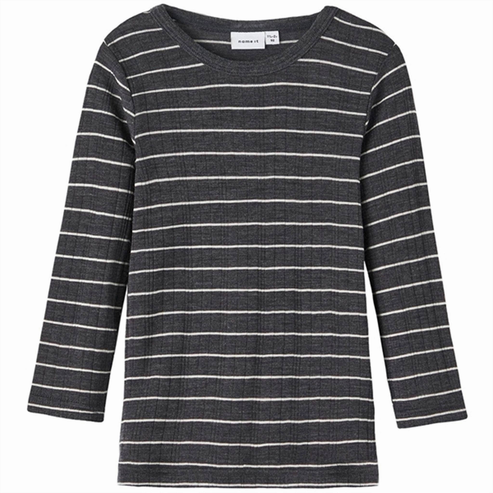 Name it Blue Graphite Stripes Wang Wool Needle Blouse Noos Unisex style Weekend Adventure