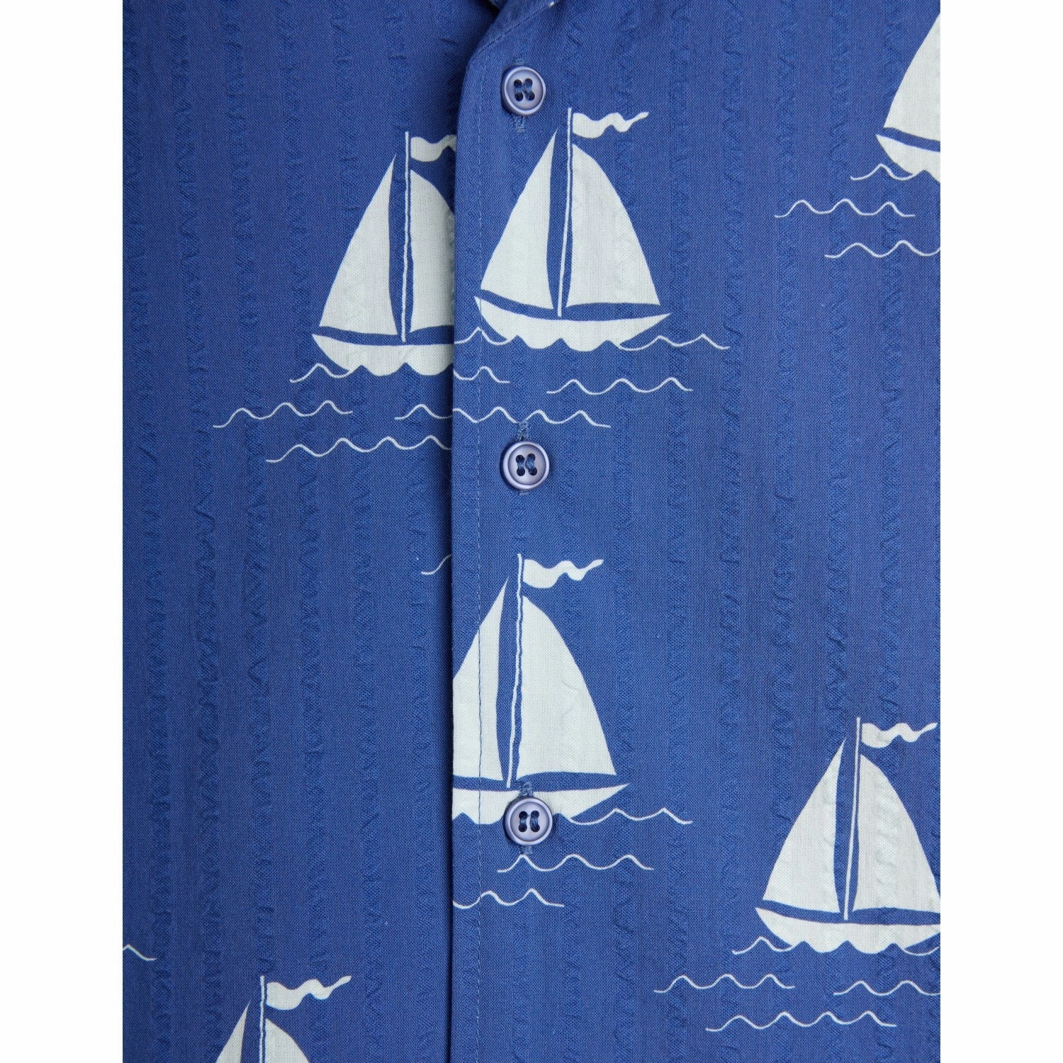 Personalized Touch Pocket Detail Mini Rodini Blue Sailing Boats AOP Woven Shirt