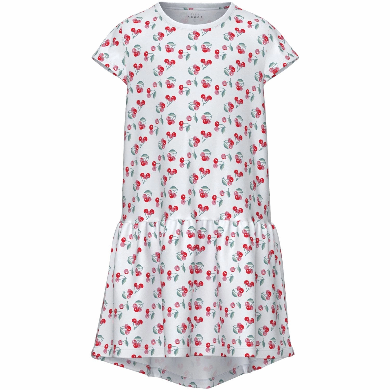 Name It Bright White Cherries Vigga Dress Statement Neck