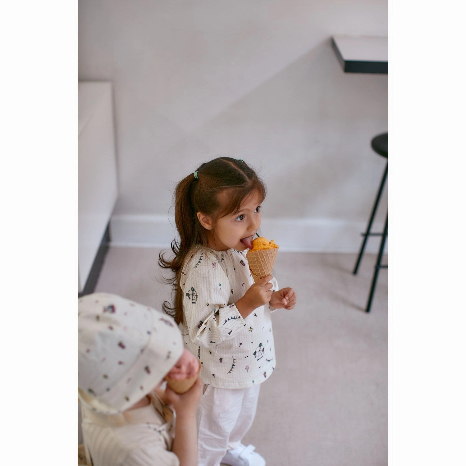 Copenhagen Colors Cream Tivoli Print Printed Tunic W. Ls natural fiber Military Inspired