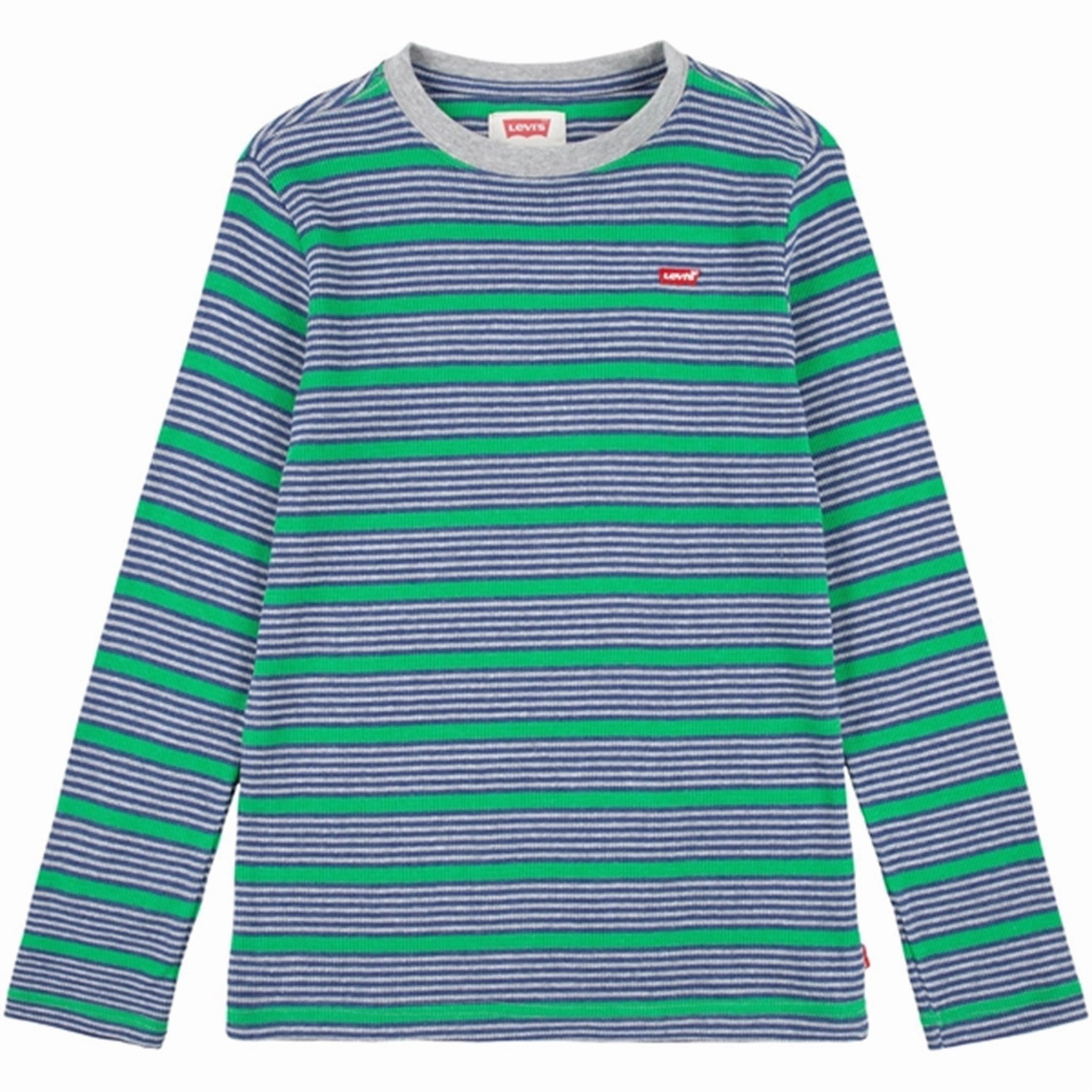Levi's Long Sleeve Striped Thermal T-Shirt Grey Heather Bold Pattern
