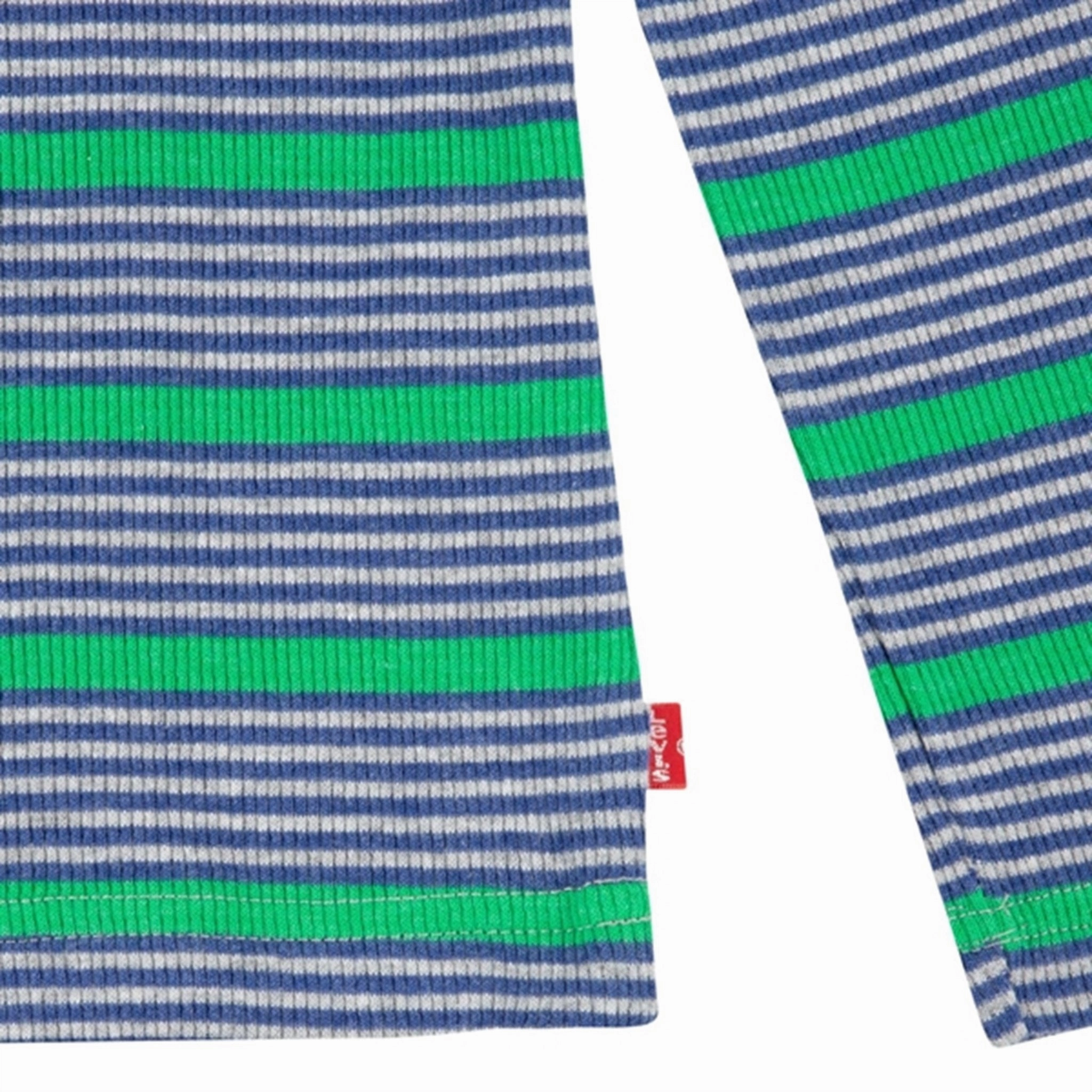 Petite Cut Levi's Long Sleeve Striped Thermal T-Shirt Grey Heather