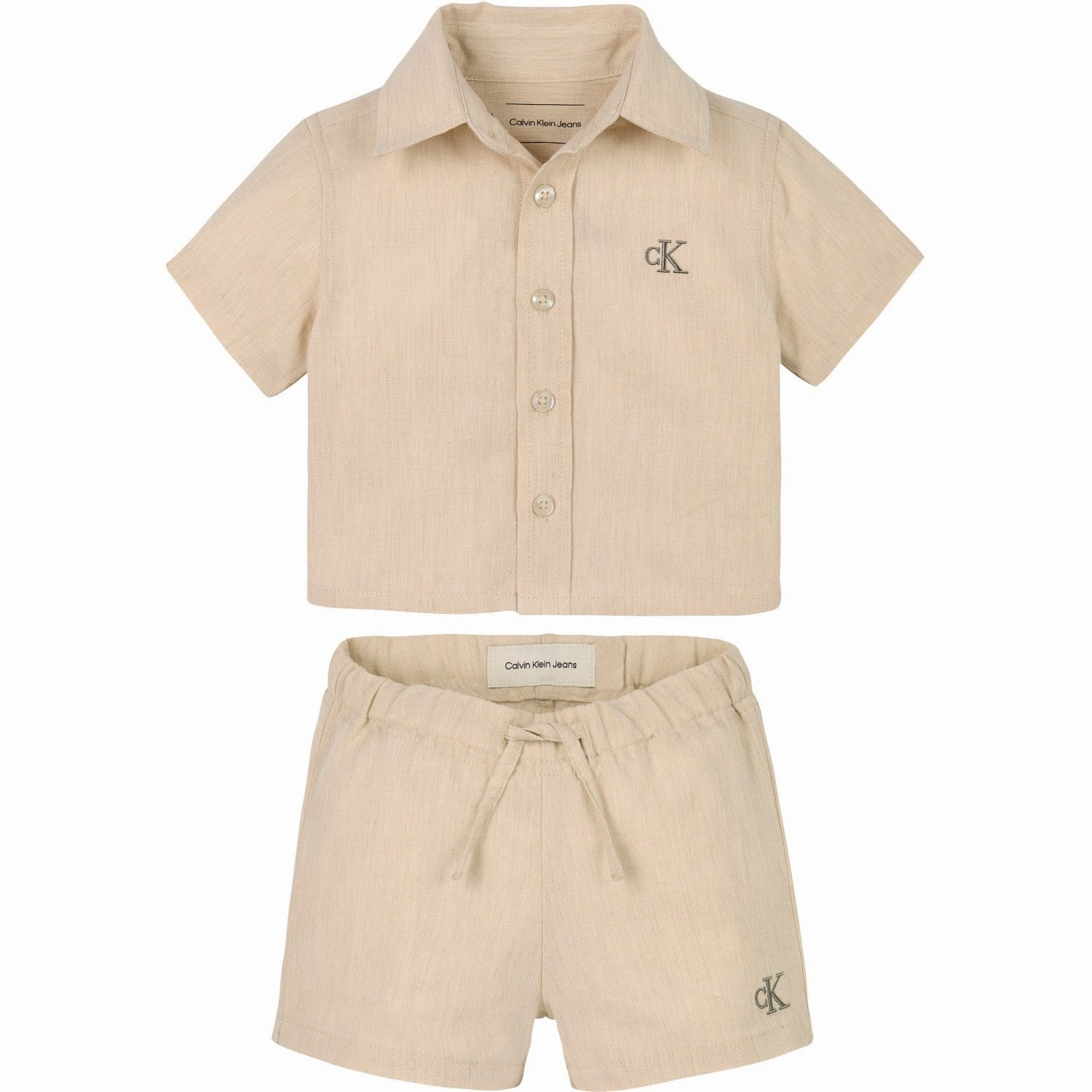 Calvin Klein Oyster Gray Soft Linen Shorts Set fishing outfit