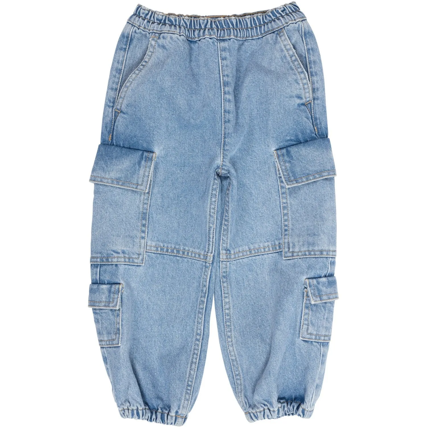 Trendy Sunny Vibes COPENHAGEN COLORS Lt Blue Indigo Washed Organic Cargo Denim Pants